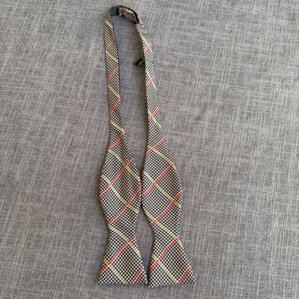 Lauren Ralph Lauren Silk Bow Tie Plaid Check Adjustable Formal‎ Preppy Old Money